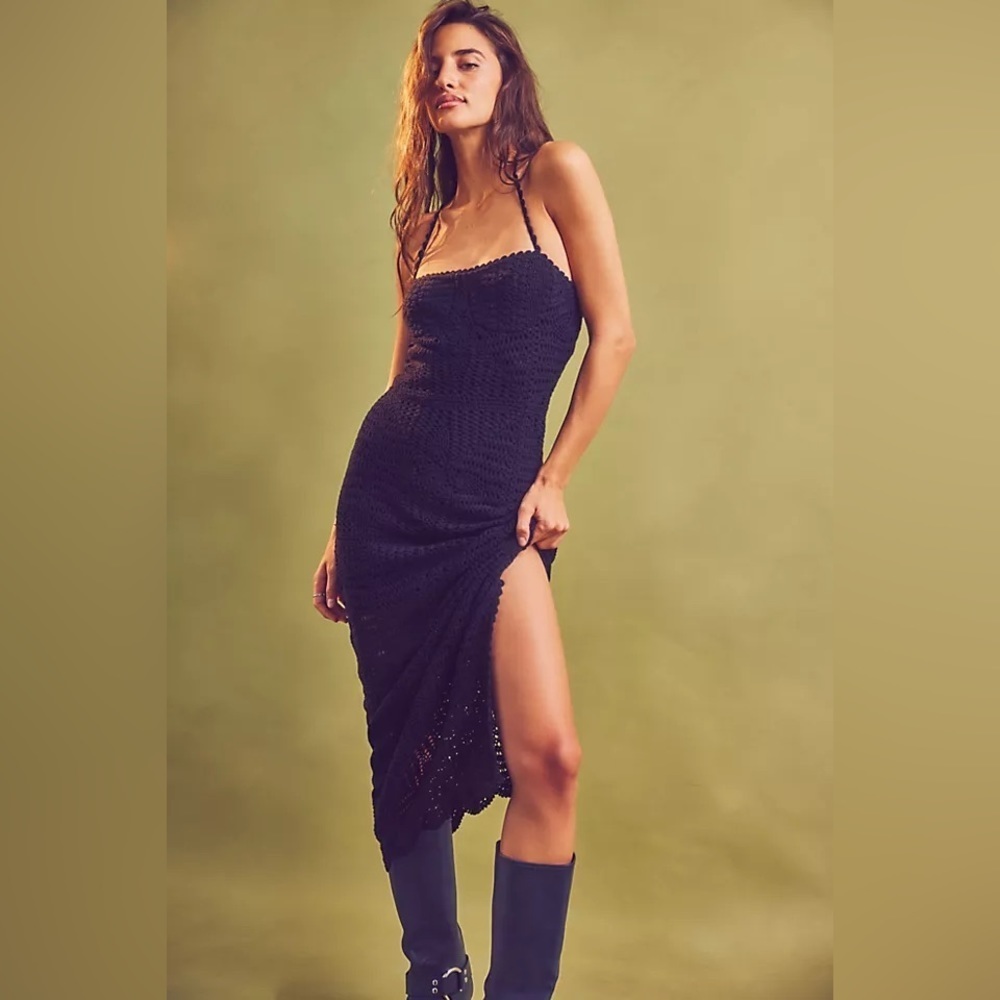 Free People Strapless Dahlia Crochet Midi Dress